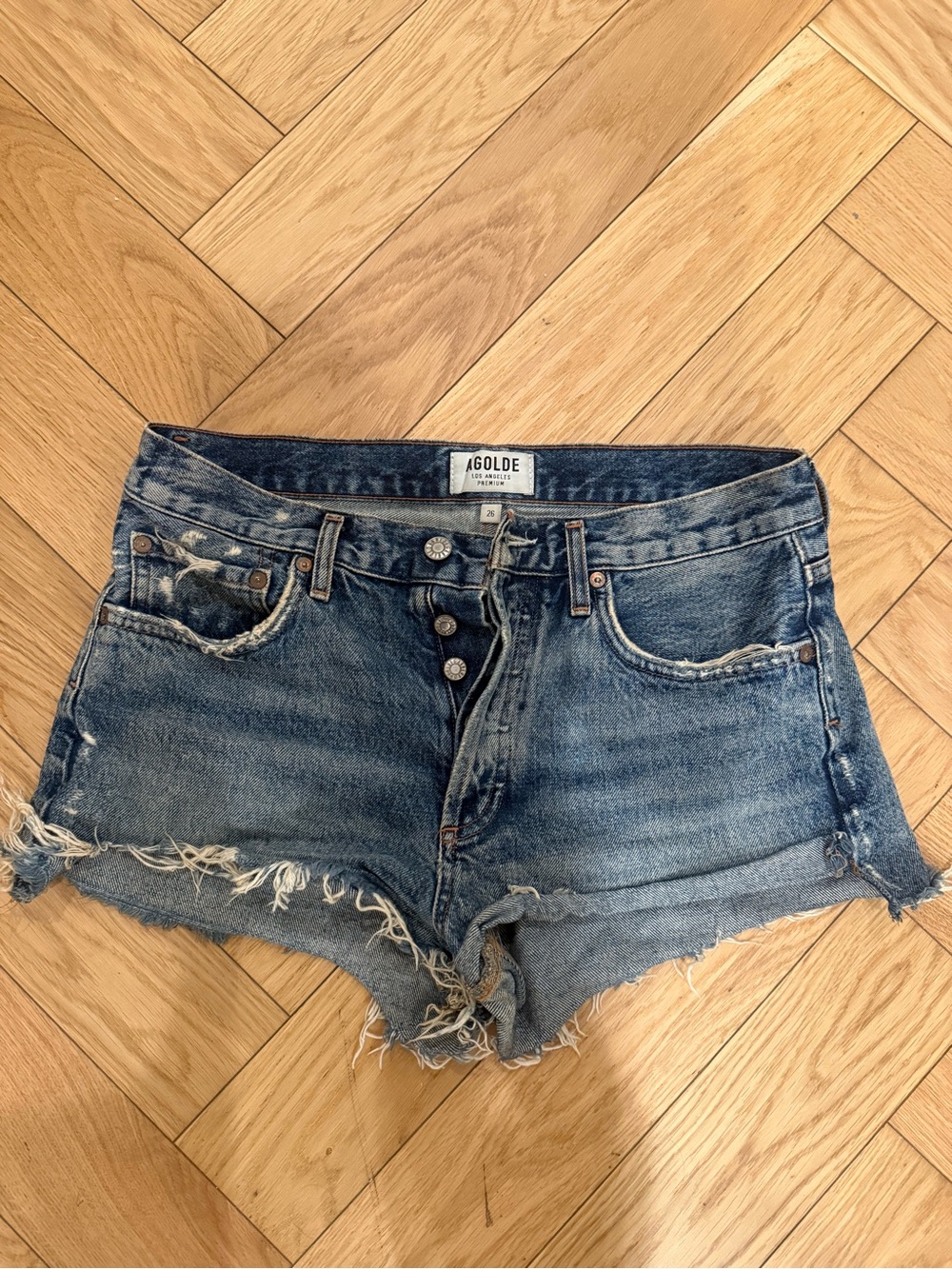 Agolde Women's Distressed Denim Shorts - Blue